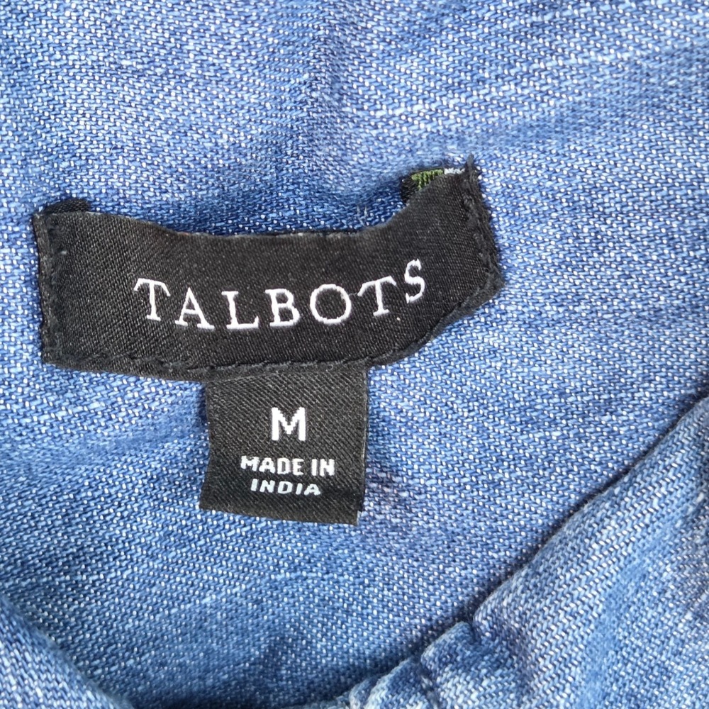 Talbots Chambray Denim Button Down Shirt Womens S Long Sleeve Pocket Blue Cotton - Picture 2 of 6